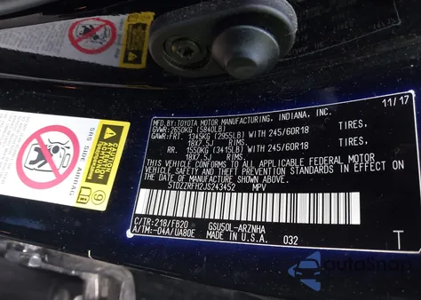 2018 Toyota Highlander Le from USA, damaged, VIN 5TDZZRFH2JS243452